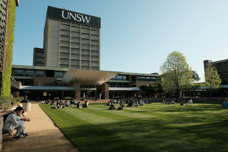 Students on the lawn at an Australian university