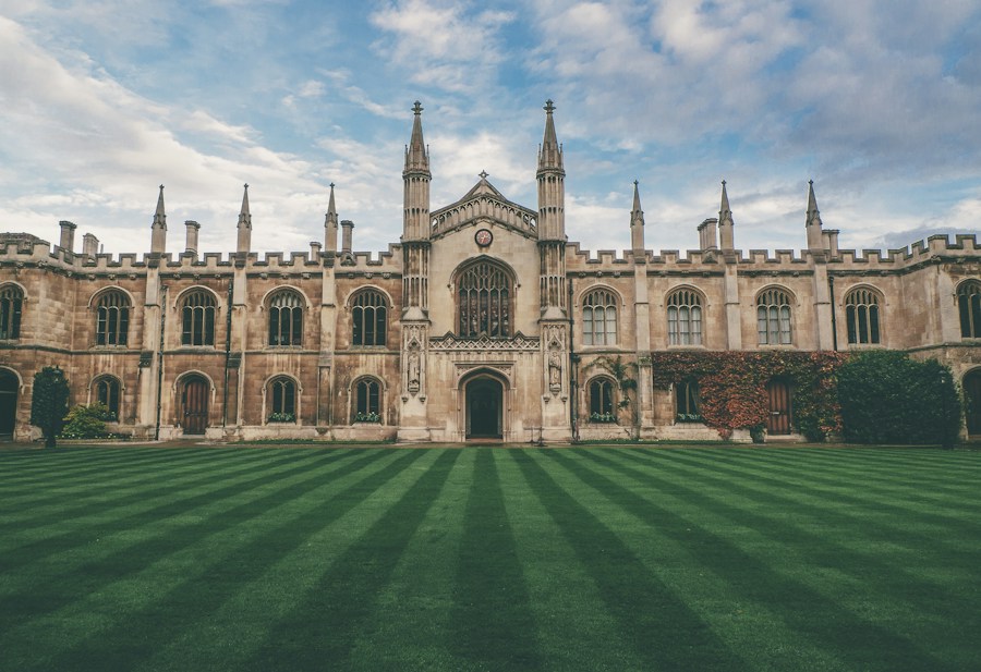Cambridge college under a blue sky