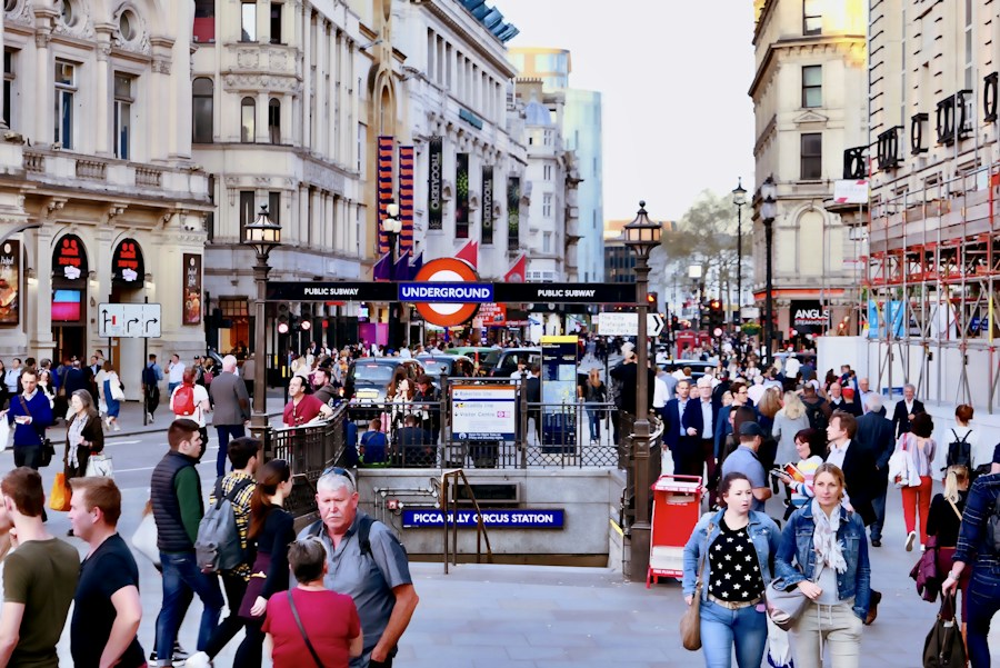 Crowded street in London