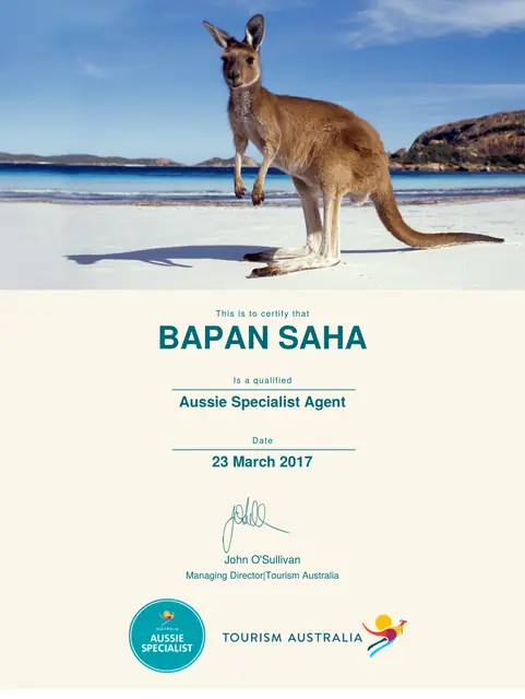 Aussie Specialist Agent certificate