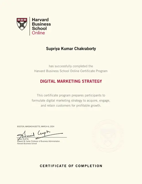 Digital Marketing Strategy certificate