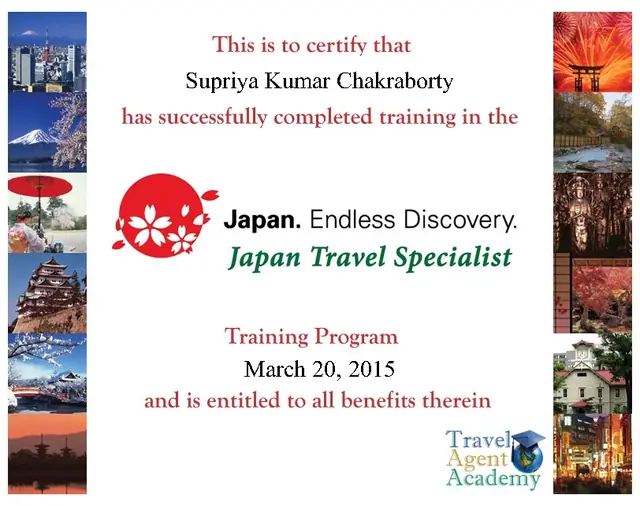 Japan Travel Specialist certificate