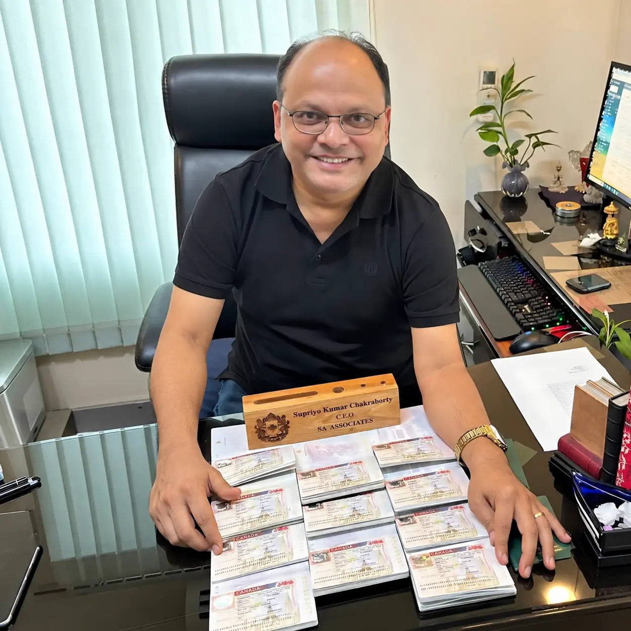 Supriyo Kumar Chakraborty with ten Canadian visa approvals received in one day